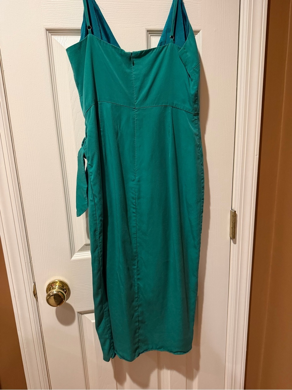 Lovers + Friends Teal Wrap Midi Dress with Side Tie - Picture 4 of 4